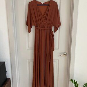 Rust Kimono Maxi Dress